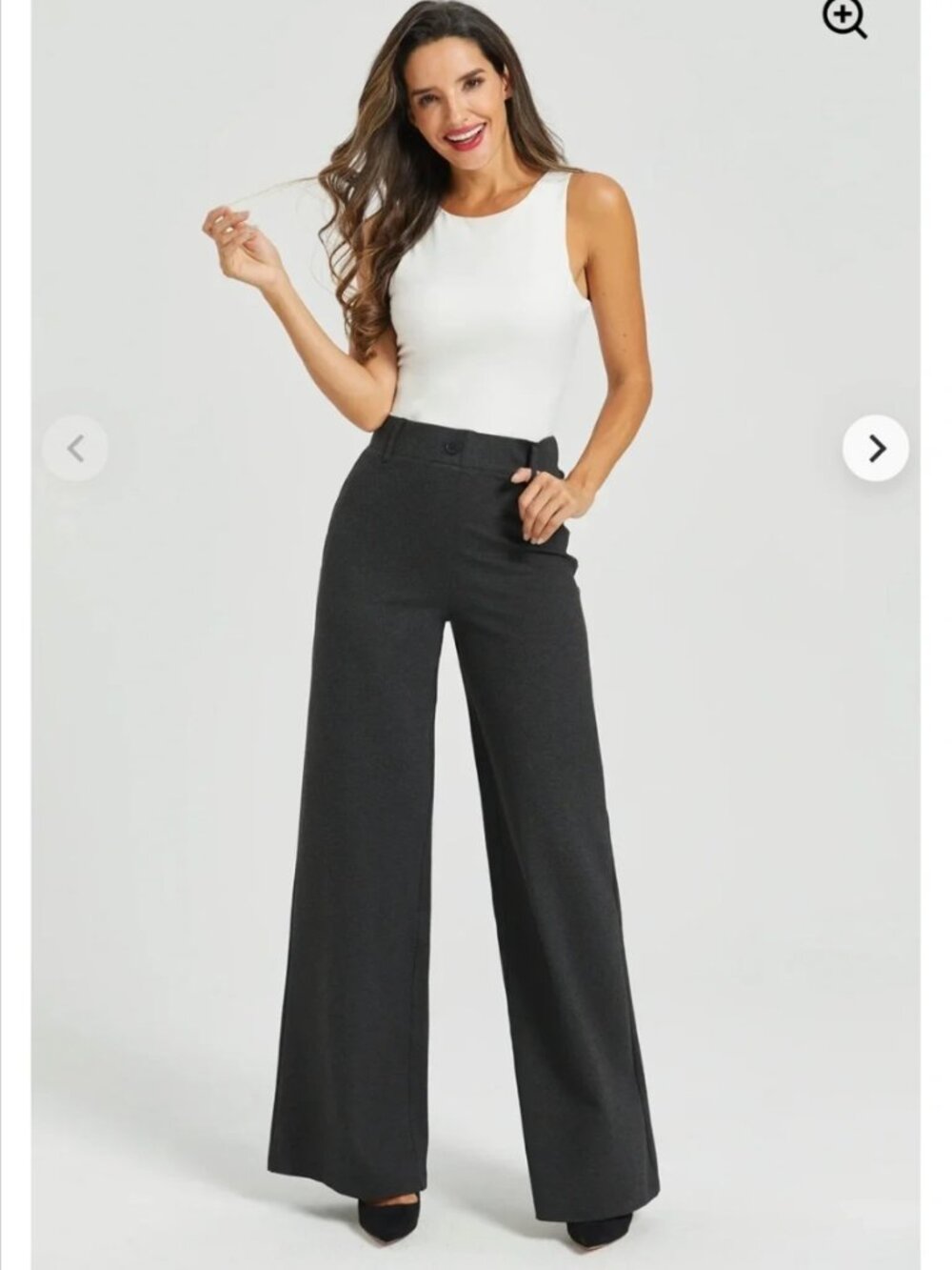 New Betabrand Charcoal Wide Leg Classic Dress Pant Yoga Pants Large Petite